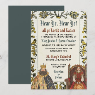 Convite de Casamento Carta Real Renascença Medieva