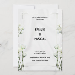 Convite de Casamento Cartão Floral Branco