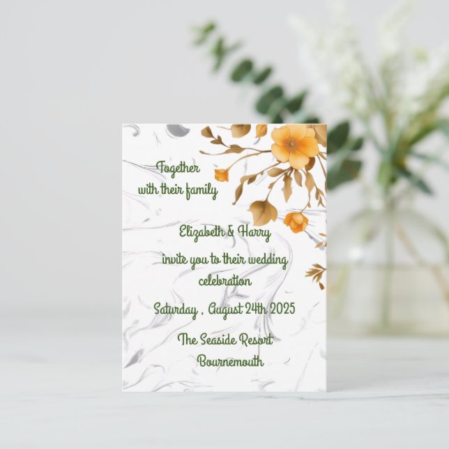 Convite de Casamento Cartão Postal de Anúncio (Em pé/Frente)