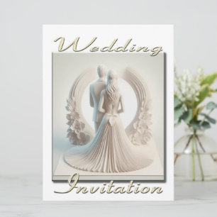 Convite de casamento Casal 3D em círculo de flores