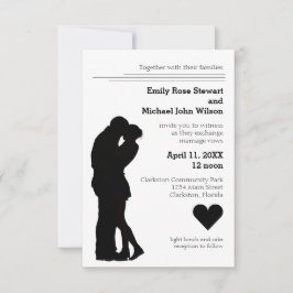 Convite de Casamento Casal Silhueta Moderna - 3x5
