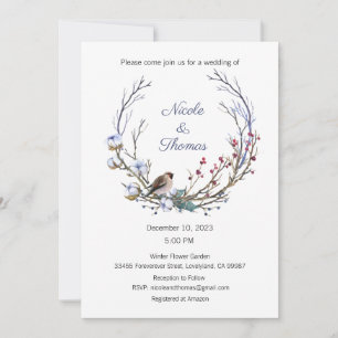 Convite de casamento, Casamento no inverno, Wreath
