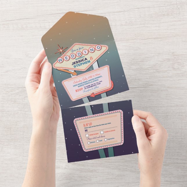 Convite de casamento Casino de Las Vegas RSVP (Aba destacável)