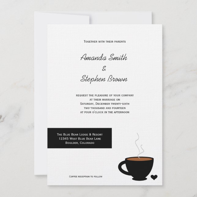 Convite de Casamento Casual Cozy Coffee Love (Frente)