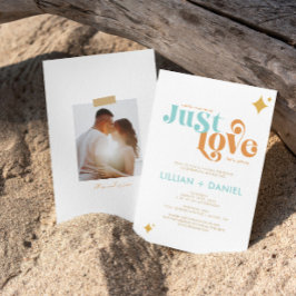 Convite de Casamento Casual Retro Just Love