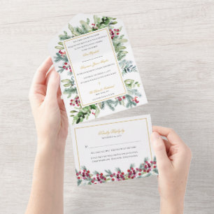 Convite de Casamento Católico Ava Winter com RSVP