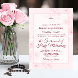 Convite de Casamento Católico Boho Chic com Peônia