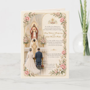Convite de Casamento Católico Coração Sagrado