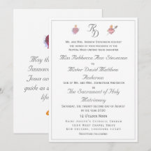 Convite de Casamento Católico Dois Corações Elegan