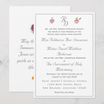 Convite de Casamento Católico Dois Corações Elegan