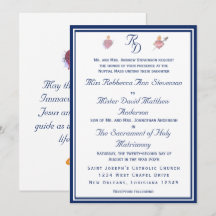 Convite de Casamento Católico Dois Corações Elegan
