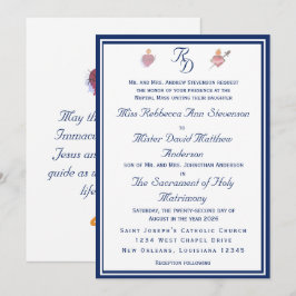 Convite de Casamento Católico Dois Corações Elegan