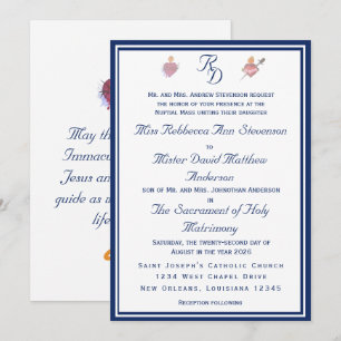 Convite de Casamento Católico Dois Corações Elegan
