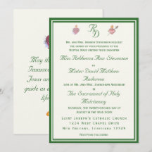 Convite de Casamento Católico Duas Corações Elegan