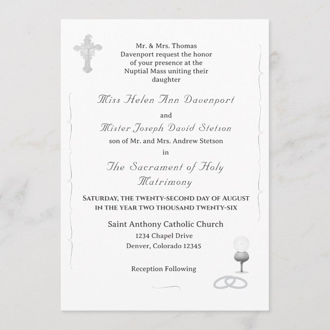 Convite de Casamento Católico Graça Nupcial (Criador carregado)