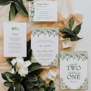 Convite de Casamento Católico Megan White Roses &