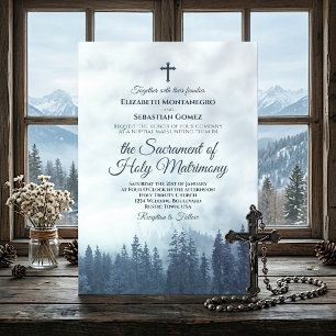 Convite de Casamento Católico Moderno Floresta de 
