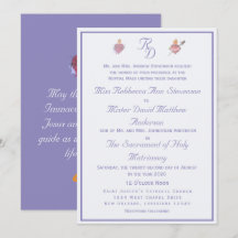 Convite de Casamento Católico Periwinkle Dois Cora
