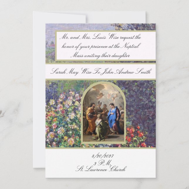 Convite de Casamento Católico Tradicional Maria (Frente)