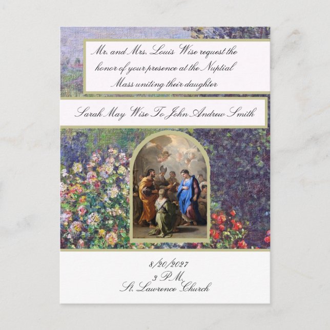 Convite de Casamento Católico Tradicional Maria (Frente)