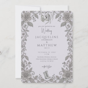 Convite de Casamento Cavalos Rustic Lavender & Lac