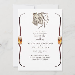 Convite de Casamento Cavalos se Aconchegando Cerve
