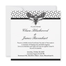 Convite de Casamento Caveira de Mariposa Gótica –