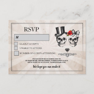 Convite de Casamento Caveiras RSVP Cartões Rústico