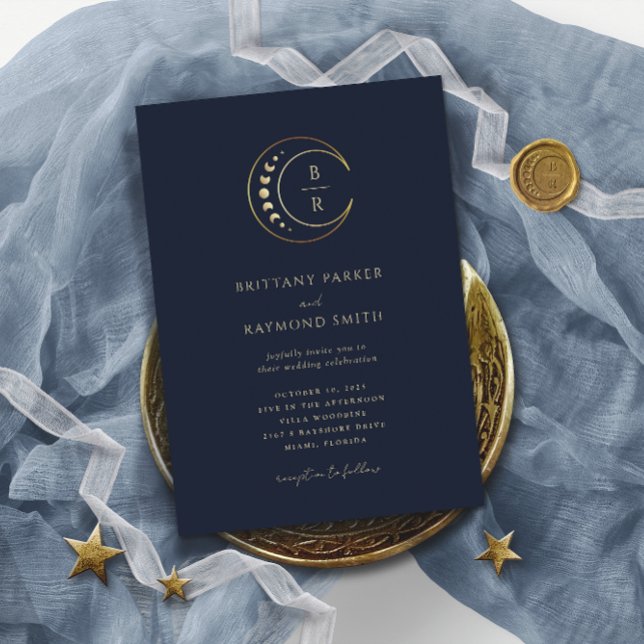 Convite de Casamento Celestial Azul (Criador carregado)