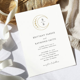 Convite de Casamento Celestial Dourado