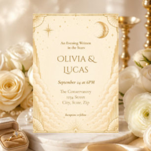 Convite de Casamento Celestial Elegante   Art Deco