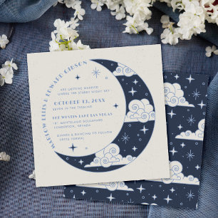 Convite de Casamento Celestial Lua e Estrelas