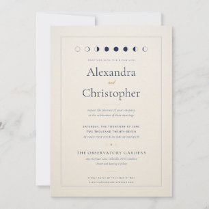 Convite de Casamento Celestial Marfim Minimalista