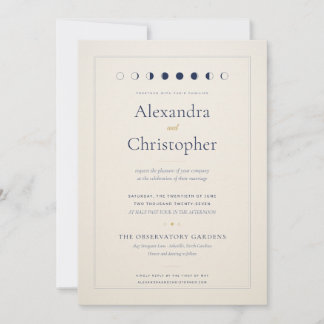 Convite de Casamento Celestial Marfim Minimalista