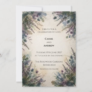Convite de Casamento Celta de Samambaia de Cardo E