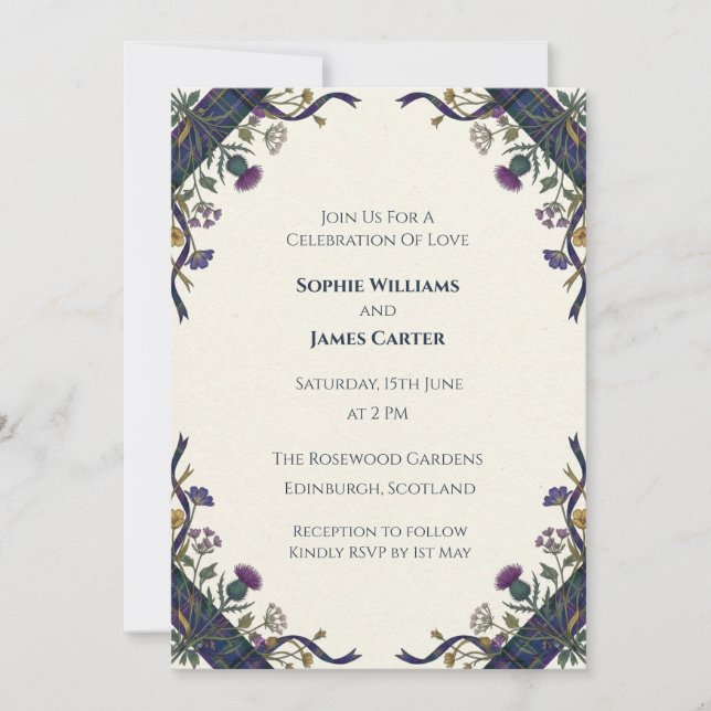 Convite de Casamento Celta Tespinho Roxo (Frente)