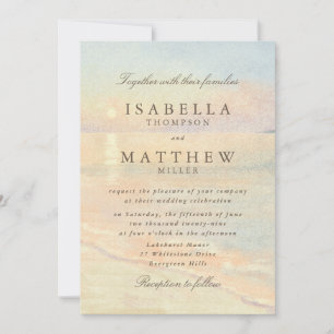 Convite de Casamento Céu de Praia em Aquarela