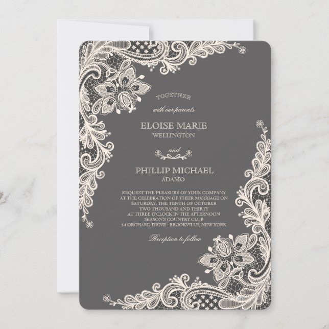 Convite de Casamento Chalkboard Romance (Frente)