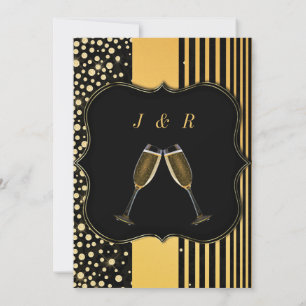 Convite de Casamento Champagne Black Gold Exemplo