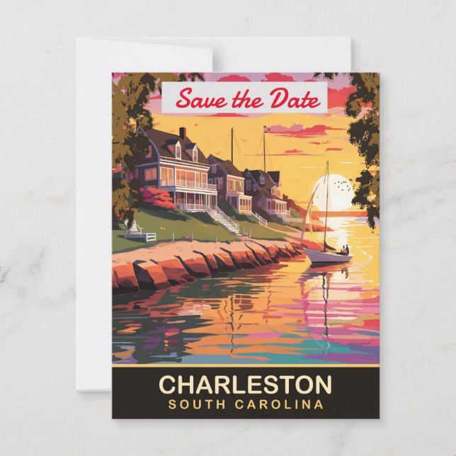 Convite de Casamento Charleston Carolina do Sul (Frente)