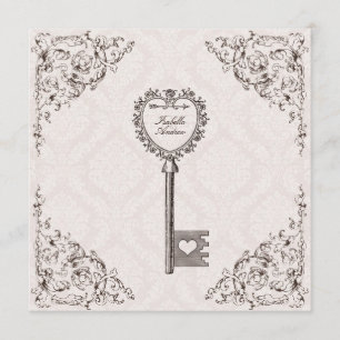 Convite De Casamento Chave De Amor Vintage
