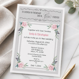 Convite de Casamento Cherish In Friendship & Love
