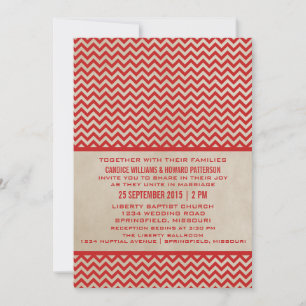 Convite de casamento Chic Chevron Vermelho