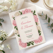 convite de casamento chic com flor de cor rosa sua
