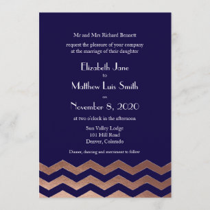 Convite de casamento Chic Dourado Bilíngue