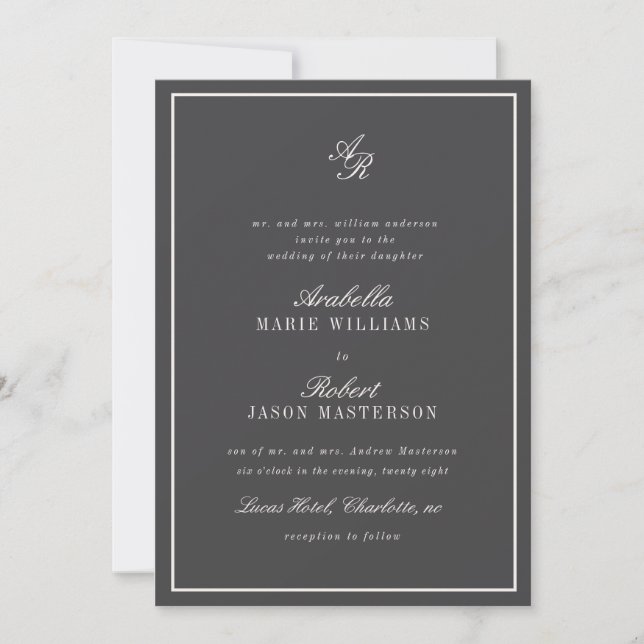 Convite de Casamento Chic Elegante Luxuoso (Frente)