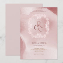 Convite de Casamento Chic Elegante Rosa