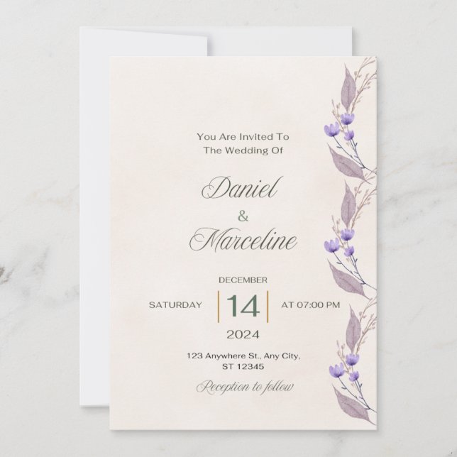 Convite De Casamento Chic Floral (Frente)