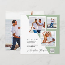 Convite de Casamento Chic Photo com QR Code Data d