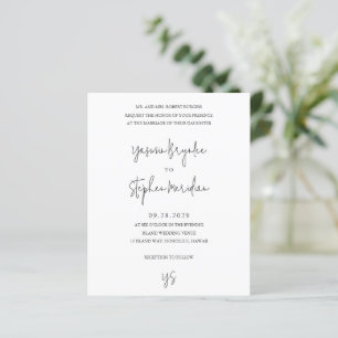 Convite de Casamento Chic Preto e Branco Moderno e